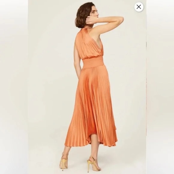 A.L.C. Renzo II Satin Sleeveless Pleated Midi Dress - Picture 2 of 6